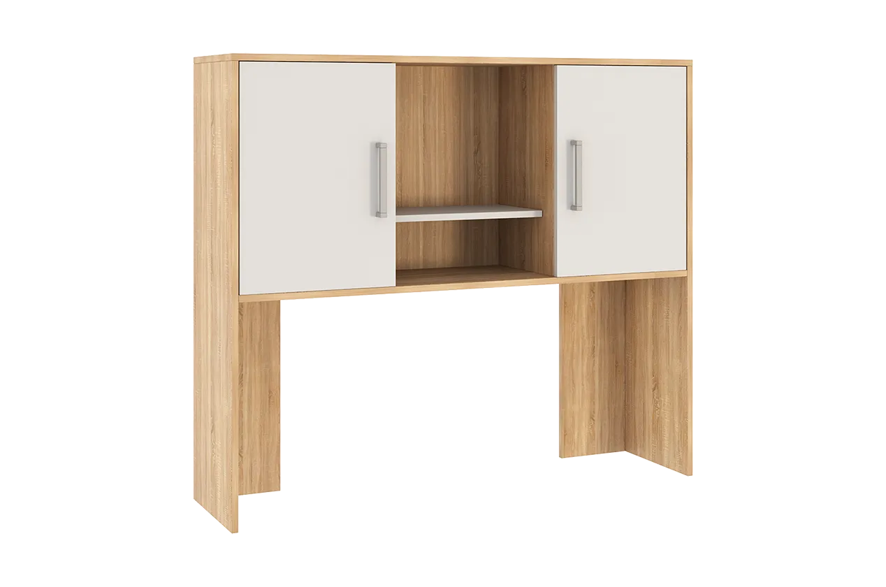 Надстройка стола компьютерного 1200 Лайт-2 дуб сонома/белый в Урае - uraj.mebel-tymen.ru | фото