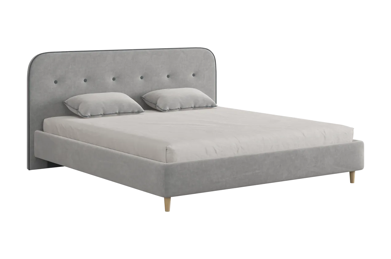 Кровать с основанием Лео 180х200 см галька (велюр)/графит (велюр) в Урае - uraj.mebel-tymen.ru | фото