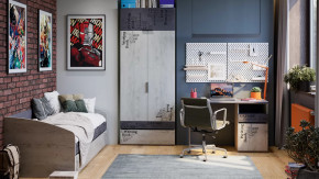 Детская «Оксфорд-2» Матера, Дуб крафт белый с рисунком в Урае - uraj.mebel-tymen.ru | фото