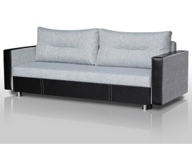 Диван Комфорт с прямыми подлокотниками грей/кожзам в Урае - uraj.mebel-tymen.ru | фото