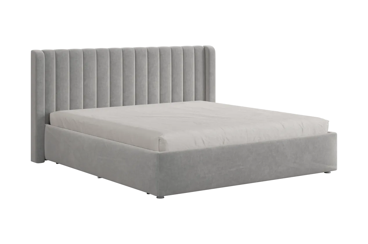 Кровать (каркас) Ева 180х200 см галька (велюр) в Урае - uraj.mebel-tymen.ru | фото