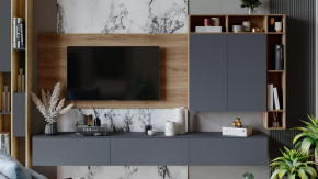 Гостиная «Порто» №6 Яблоня Беллуно, Графит софт в Урае - uraj.mebel-tymen.ru | фото