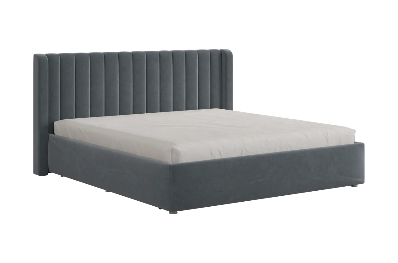 Кровать (каркас) Ева 180х200 см графит (велюр) в Урае - uraj.mebel-tymen.ru | фото