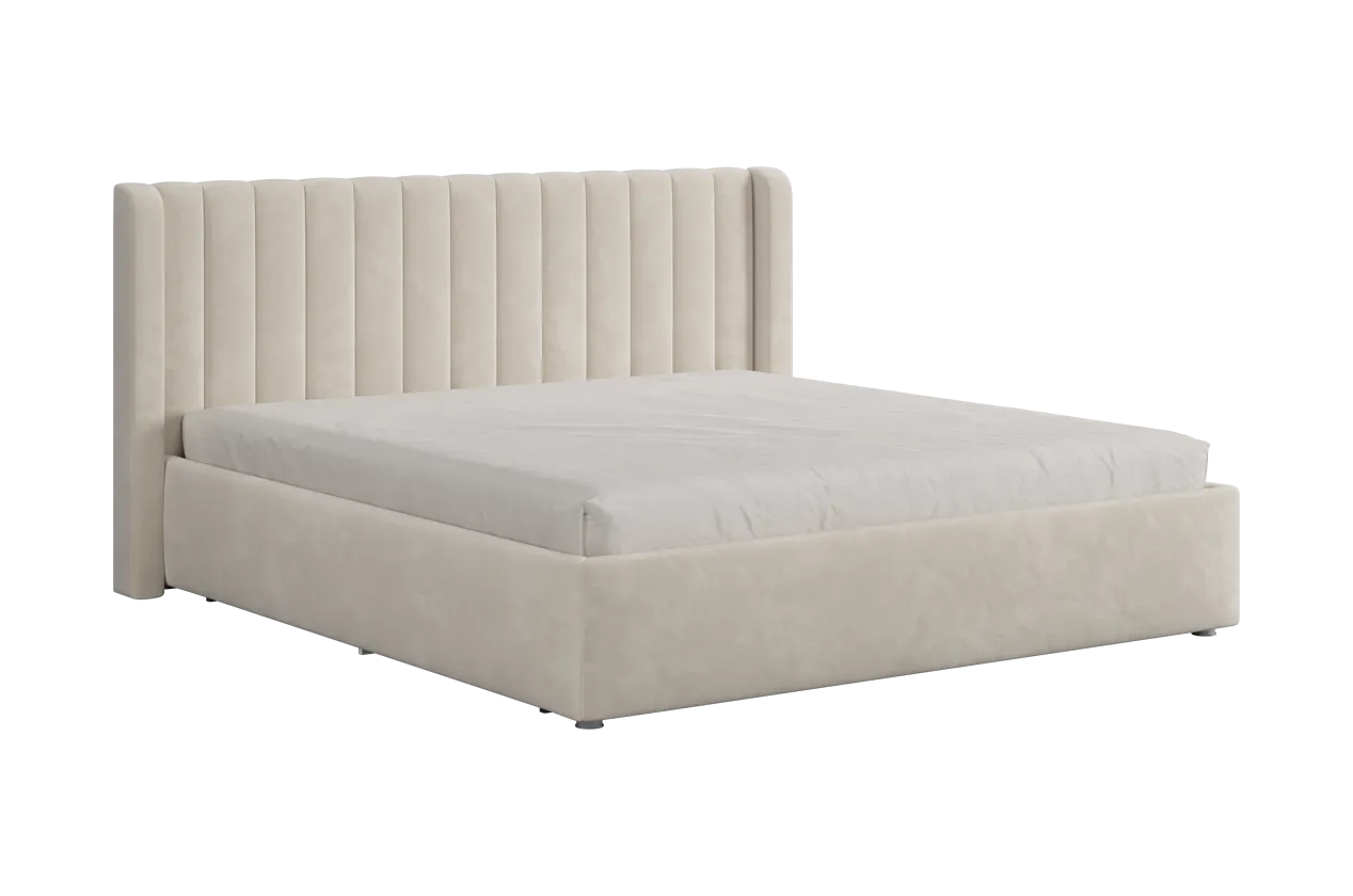 Кровать (каркас) Ева 180х200 см крем (велюр) в Урае - uraj.mebel-tymen.ru | фото