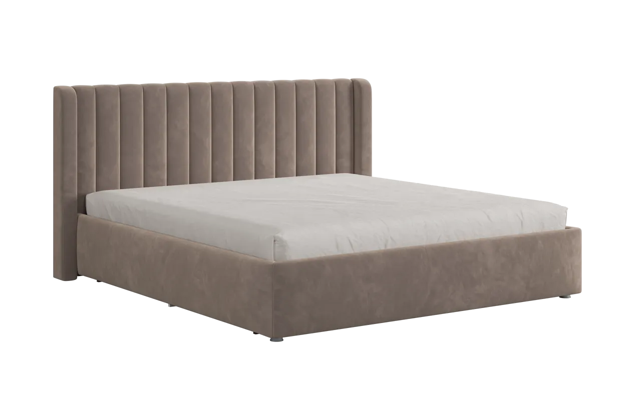 Кровать (каркас) Ева 180х200 см латте (велюр) в Урае - uraj.mebel-tymen.ru | фото