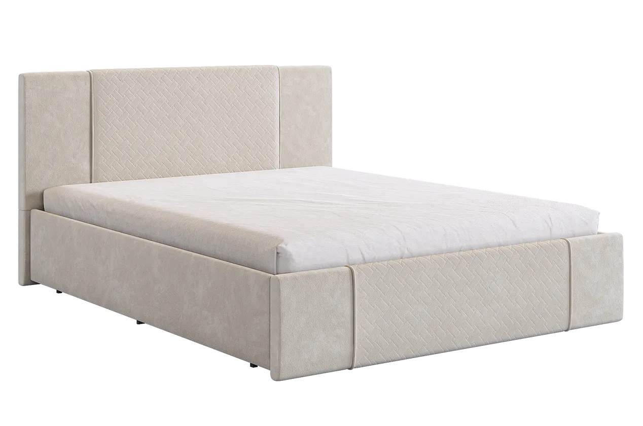 Кровать с основанием Хлоя 160х200 см крем (велюр) в Урае - uraj.mebel-tymen.ru | фото