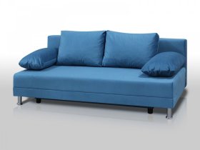 Диван Комфорт без подлокотников 4 подушки микровелюр голубой в Урае - uraj.mebel-tymen.ru | фото