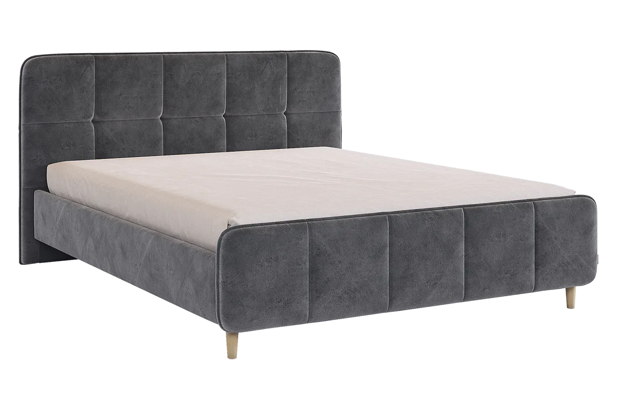 Кровать с основанием Грета 160х200 см грей алькантара (велюр) в Урае - uraj.mebel-tymen.ru | фото