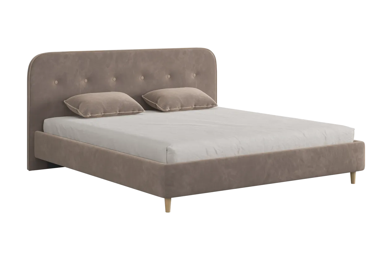 Кровать с основанием Лео 180х200 см латте (велюр)/капучино (велюр) в Урае - uraj.mebel-tymen.ru | фото