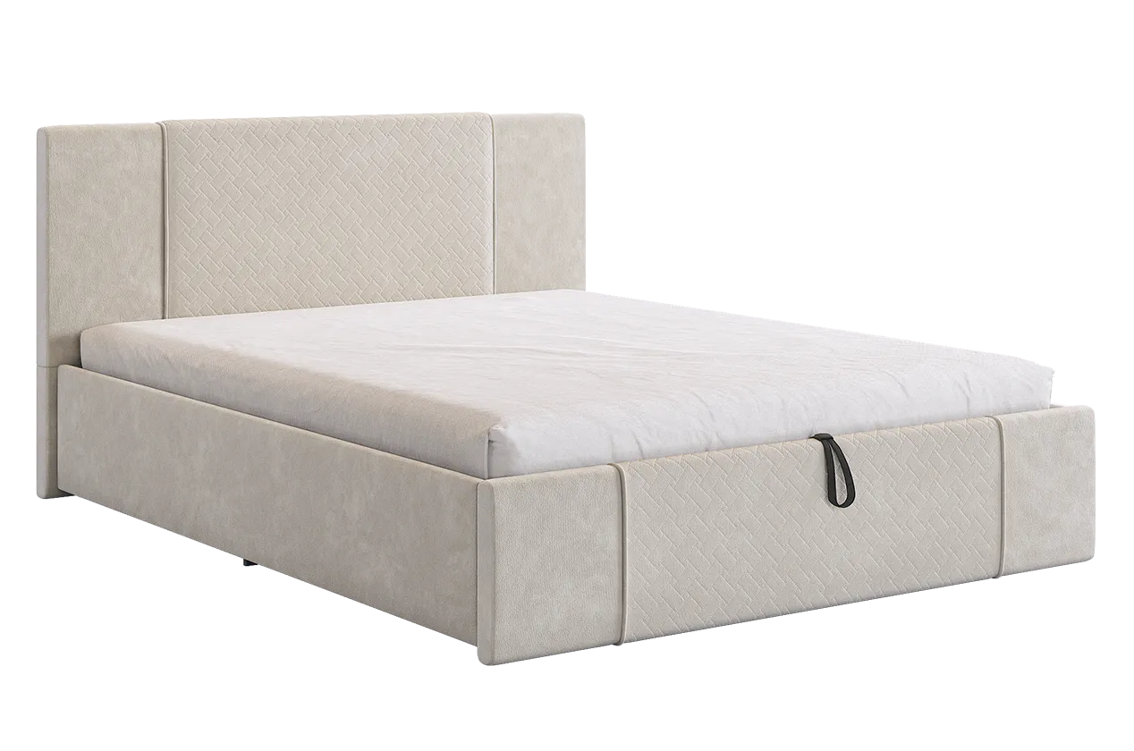 Кровать с подъемным механизмом Хлоя 160х200 см крем (велюр) в Урае - uraj.mebel-tymen.ru | фото