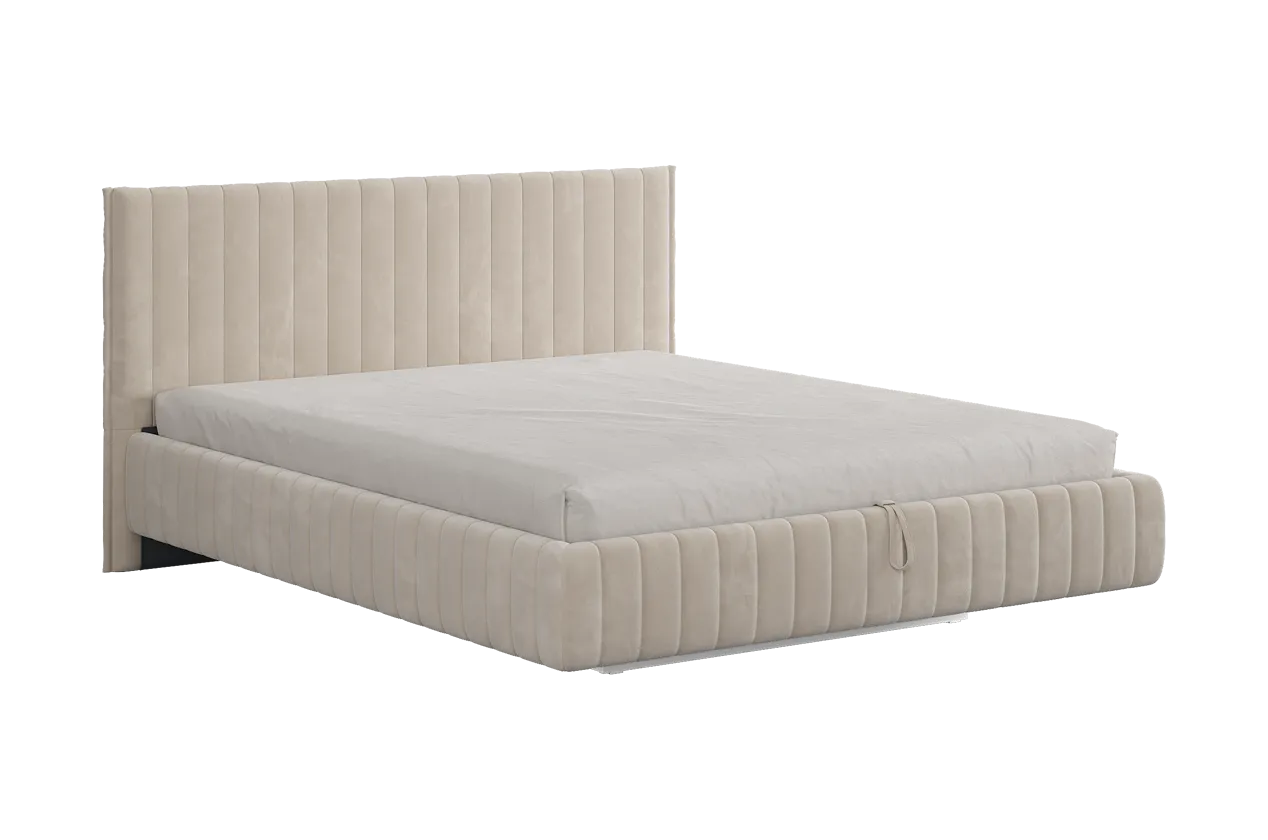 Кровать с подъемным механизмом Твикс 160х200 см крем (велюр) в Урае - uraj.mebel-tymen.ru | фото