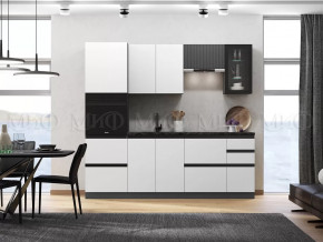 Кухня Техно-6 2,4м (Графит/Белый снег софт/Графит софт) в Урае - uraj.mebel-tymen.ru | фото