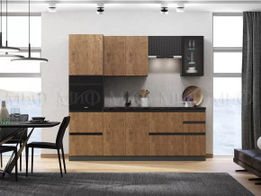 Кухня Техно-6 2,4м (Графит/Экзотическое дерево Амазония/Графит софт) в Урае - uraj.mebel-tymen.ru | фото