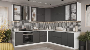 Кухонный гарнитур «Белладжио» №13 Белый, Софт графит в Урае - uraj.mebel-tymen.ru | фото