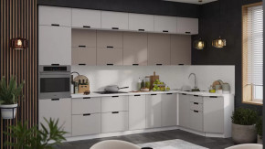 Кухонный гарнитур «Гренада» №11 Белый, Холст латте, Холст мокко в Урае - uraj.mebel-tymen.ru | фото