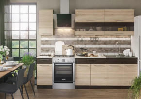 Кухонный гарнитур Маша 2,0 м венге/дуб сонома в Урае - uraj.mebel-tymen.ru | фото