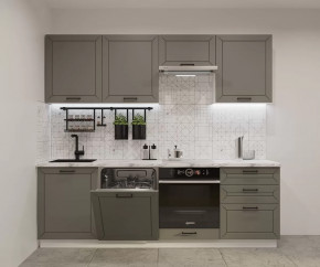 Кухонный прямой гарнитур арт.2, 2400 мм, Обсидиан/Кристалл в Урае - uraj.mebel-tymen.ru | фото