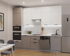 Кухонный прямой гарнитур арт.5, 3000 мм, Обсидиан/Тальк в Урае - uraj.mebel-tymen.ru | фото