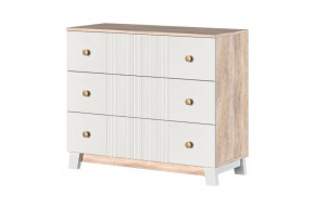 Ланзетти Комод 3 ящика Дуб Торонто/Жемчуг в Урае - uraj.mebel-tymen.ru | фото