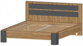 Ленора Кровать 1600 Дуб вотан/Графит в Урае - uraj.mebel-tymen.ru | фото