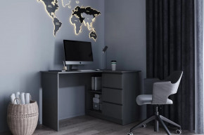 МОРИ МС-16 Стол угловой с 3мя ящ., УНИ (ш1244*г850*в770мм), ЛДСП Графит (МП) в Урае - uraj.mebel-tymen.ru | фото