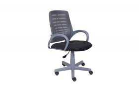 Кресло Ирис пластик серый-сетка серая/ткань NEO-26 (флок) серая (подл.пластик серый)/осн.пластик серый в Урае - uraj.mebel-tymen.ru | фото