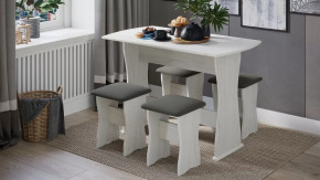 Обеденная группа тип 1 Дуб крафт белый/Велюр серый в Урае - uraj.mebel-tymen.ru | фото