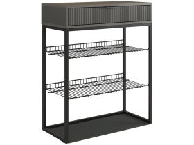 Обувница Вельвет графит/графит матовый/черный муар в Урае - uraj.mebel-tymen.ru | фото