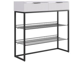 Обувница Классная 1 белое дерево/белый матовый/черный муар в Урае - uraj.mebel-tymen.ru | фото