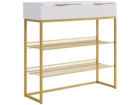 Обувница Классная 1 белое дерево/белый матовый/золото в Урае - uraj.mebel-tymen.ru | фото