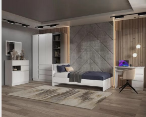 Подростковая Мэнкс №1 Белый/серый графит в Урае - uraj.mebel-tymen.ru | фото