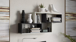 Полка настенная тип 4 Антрацит/Дуб крафт белый в Урае - uraj.mebel-tymen.ru | фото