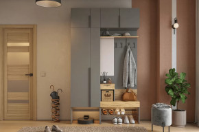 Прихожая Баско К6 графит/дуб крафт золотой в Урае - uraj.mebel-tymen.ru | фото