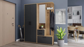 Прихожая «Витра» №4 Дуб Крафт золотой, Антрацит в Урае - uraj.mebel-tymen.ru | фото