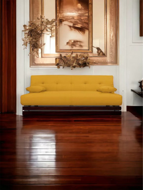 Прямой диван манго 1 Савана Елоу/Планки орех в Урае - uraj.mebel-tymen.ru | фото