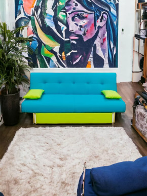 Прямой диван манго 4 Нео Азуре/Подушки Салат в Урае - uraj.mebel-tymen.ru | фото