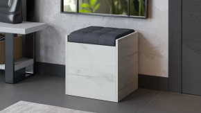 Пуф «Форест» Дуб крафт белый, Велюр Серый в Урае - uraj.mebel-tymen.ru | фото