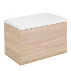 Пуф "Герда" 600*355*432 мм Дуб сонома/белый кожзам в Урае - uraj.mebel-tymen.ru | фото