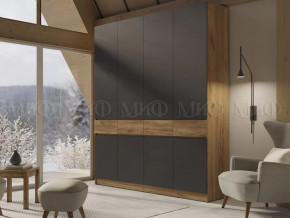 Шкаф 4-х створчатый Роджинамиф, дуб крафт/графит в Урае - uraj.mebel-tymen.ru | фото