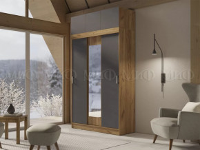 Шкаф с антресолью Басямиф, графит/дуб крафт в Урае - uraj.mebel-tymen.ru | фото