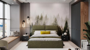 Спальный гарнитур «Глосс» №10 Яблоня Беллуно, Стекло Графит матовый, Микровелюр Jercy Deep Green в Урае - uraj.mebel-tymen.ru | фото