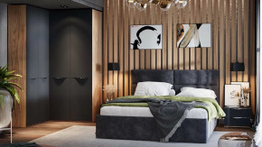 Спальный гарнитур «Глосс» №9 Яблоня Беллуно, Стекло Графит матовый в Урае - uraj.mebel-tymen.ru | фото