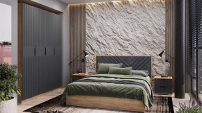 Спальный гарнитур «Хилтон» №2 Дуб Крафт золотой, Графит матовый в Урае - uraj.mebel-tymen.ru | фото