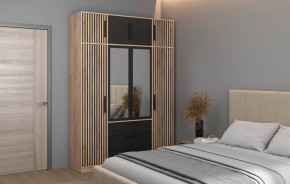 Спальный гарнитур Вегас (ЛДСП Дуб золотой / ЛДСП Черный) в Урае - uraj.mebel-tymen.ru | фото