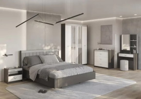 СТЕФАНИ Спальня №1, ЛДСП Графит-МДФ Серый софт/ЛДСП Рамух белый в Урае - uraj.mebel-tymen.ru | фото