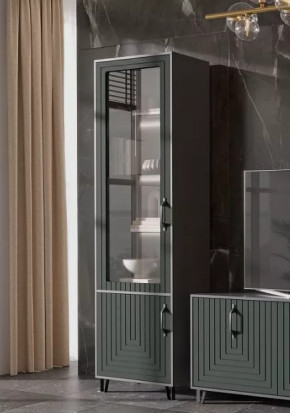 Стеклопенал Квадро М-1 серый графит/софт пестовый в Урае - uraj.mebel-tymen.ru | фото