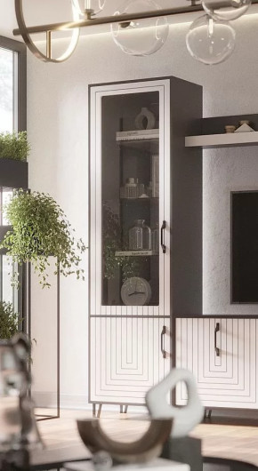 Стеклопенал Квадро М-1 серый графит/софт вайт в Урае - uraj.mebel-tymen.ru | фото