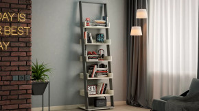 Стеллаж тип 15 Дуб крафт белый, Графит Серый в Урае - uraj.mebel-tymen.ru | фото