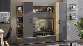 Стенка «Дакота» Дуб Крафт золотой, Антрацит в Урае - uraj.mebel-tymen.ru | фото