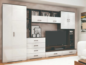 Стенка Коста МДФ Венге-белый глянец в Урае - uraj.mebel-tymen.ru | фото